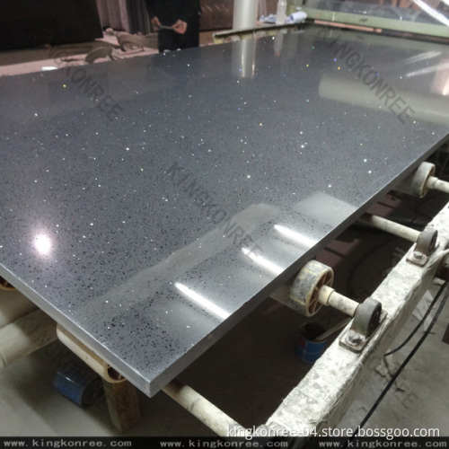 Polished Wall Tile Black Sparkle Artificial Quartz Stone (KKR-Q1412231)